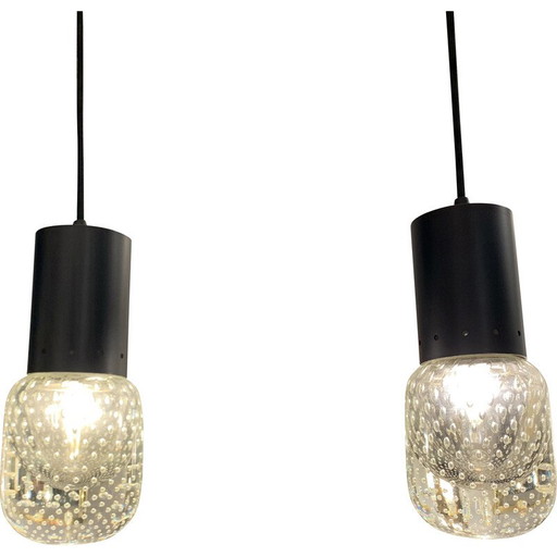 Par de lámparas colgantes vintage de cristal de Murano de Gino Sarfatti, Italia, 1960