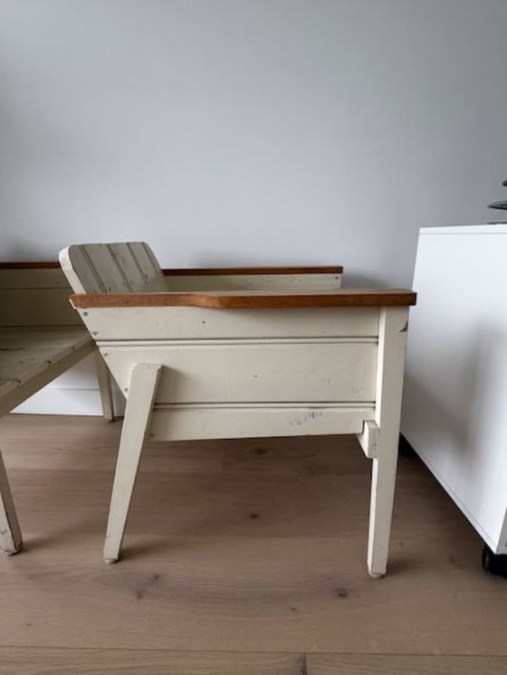 Image 1 of 2 low Piet Hein Eek bucket chairs/armchairs made of reclaimed wood, white