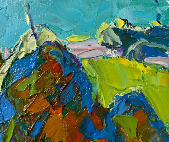 Image 1 of Original Oil Painting Summer Nature Landscape Evening light in the fields