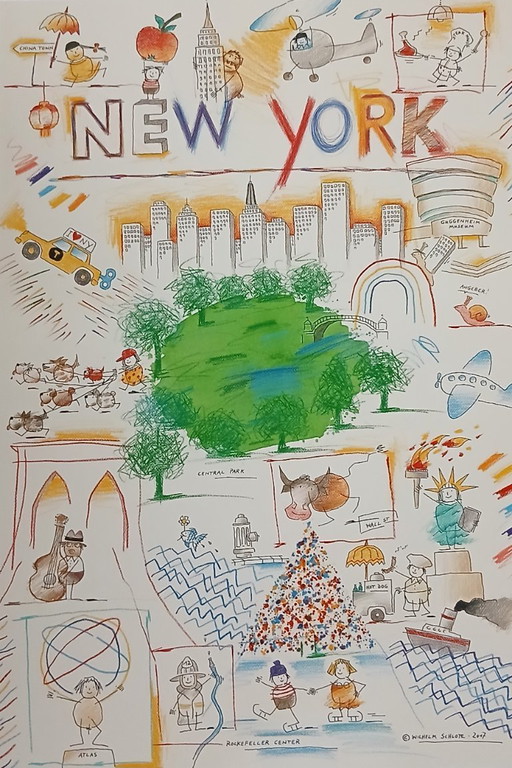 Schlote, Wilhelm - New York - Original design drawing - signed UNIKAT