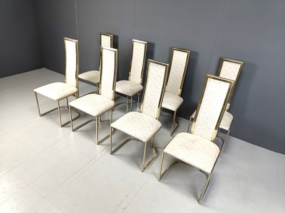 Image 1 of Vintage Brass Dining Chairs By Belgo Chrom, 1970S - Set Of 8