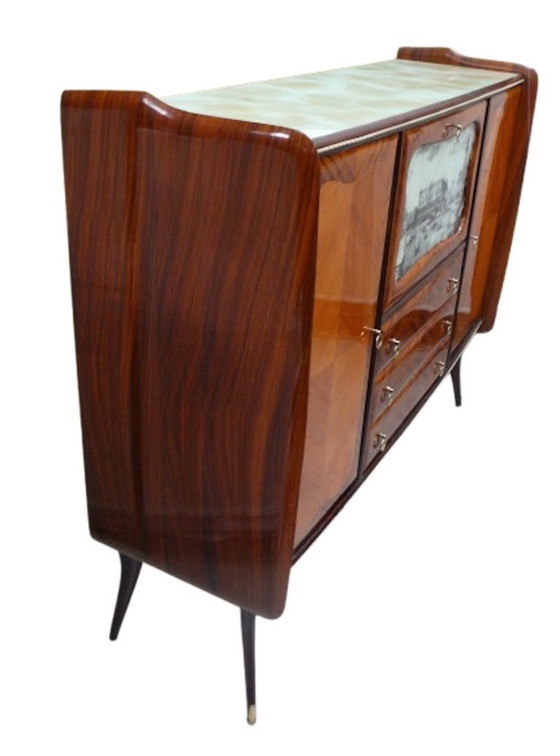Image 1 of Italie Highboard Buffet Credenza avec bar à la maison, style Fratelli Rigamonti, années 40 50, Mid Century
