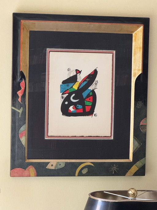 Litografía en color original de Joan Miró – „La Mélodie Acide“ (1980) – Edición H.C. rara con gofrado ciego en marco de artista