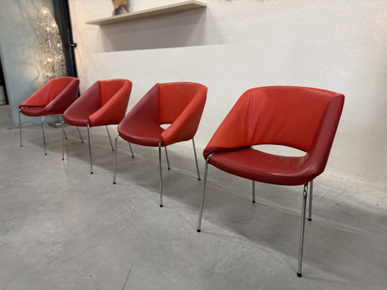 Image 1 of 4 Leolux Mobius Dining Room Chairs Red Leather