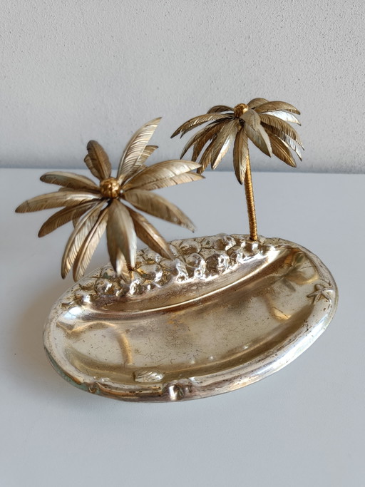 Vintage Palm Tree Jewellery Tray – Hollywood Regency, 1970s/80s – decoratieve objecten, Metal