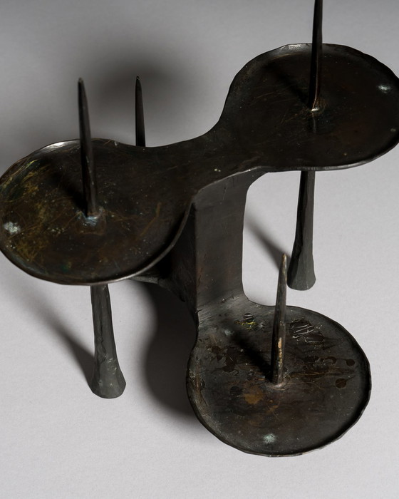 Image 1 of Brutalist Bronze Candleholder by Bergmeister Kunstschmiede, Germany, 1970s