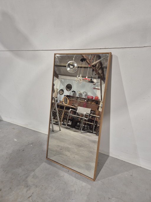 Danish vintage mid century teak mirror japandi style.