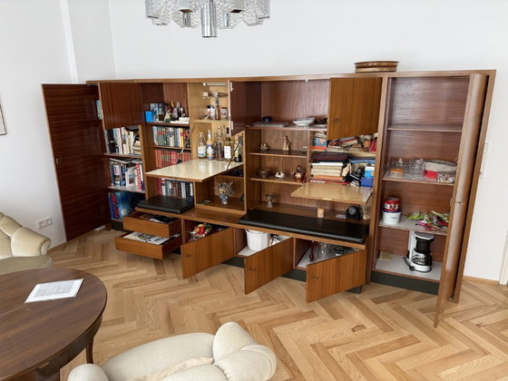 Image 1 of Vintage 4-delige wandkast voor de woonkamer uit het midden van de 20e eeuw, teak/walnoot, jaren 60/70, bar