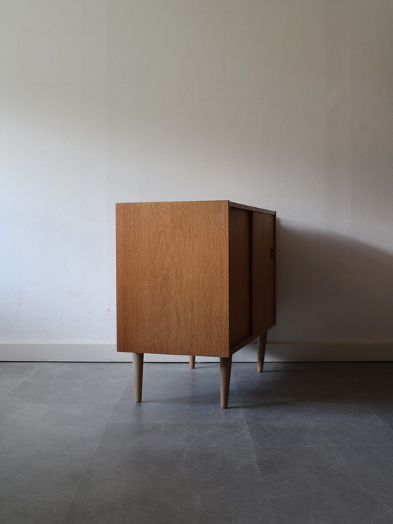 Image 1 of Vintage Danish sliding door wardrobe in oak