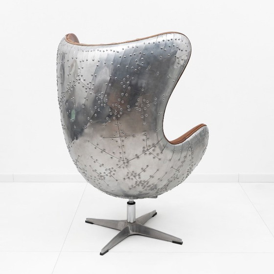 Image 1 of Fauteuil œuf Tomcat Aviator Mid-Century, cuir et métal, années 1970