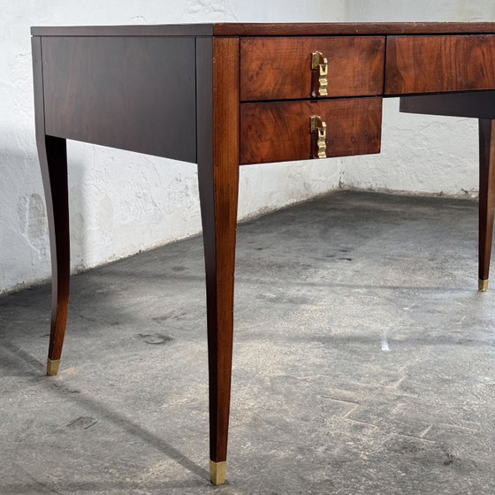 Scrivania in radica di noce con piano in pelle di FEKA, anni '70 – Tavoli da pranzo, Brass (photo 5 of 18)