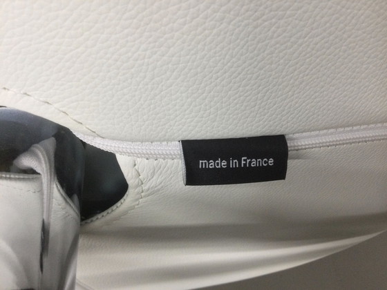 Image 1 of 2x Lignet Roset Bridge Chair Alster Silla giratoria de cuero Sillón blanco