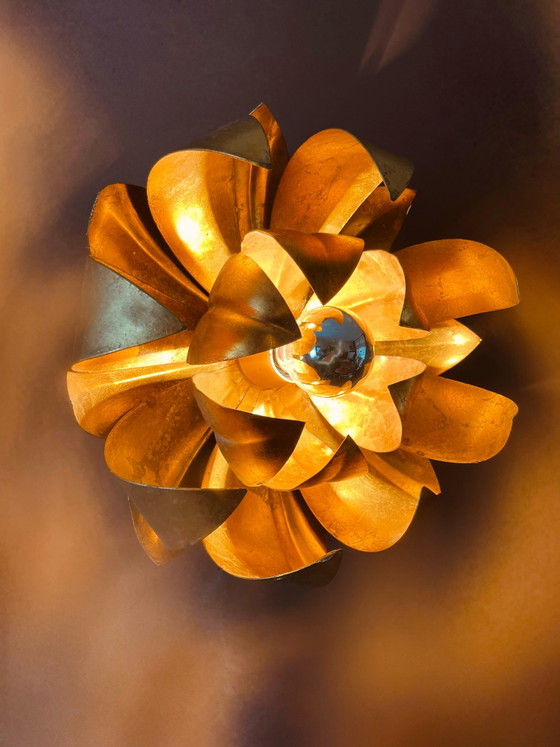 Image 1 of Set of Florentine Hollywood Regency leaf lamps