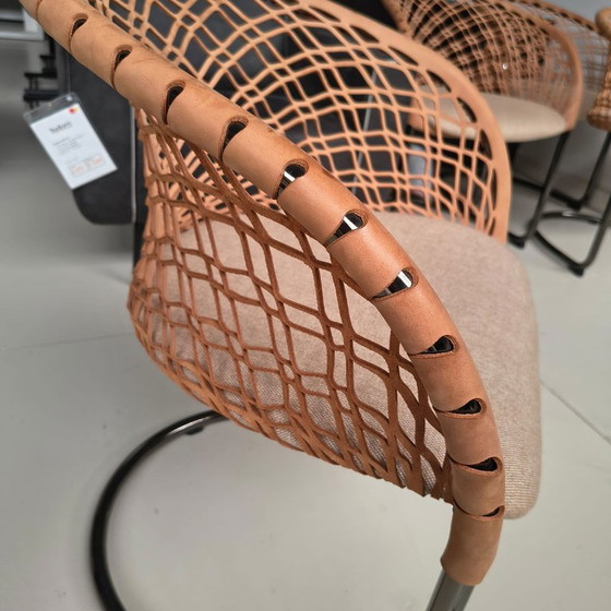 Midj dining chair, light brown leather and metal, Textile, Modern (photo 4 of 6)