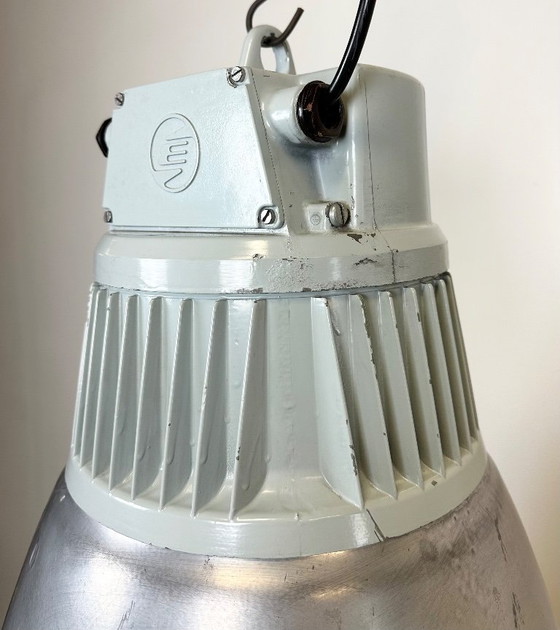 Image 1 of Vintage Silver Industrial Factory Pendant Lamp from Elektrosvit, 1960s