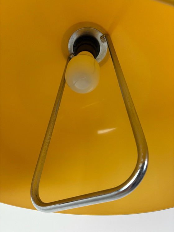 Vintage mushroom Pendant lamp Massive space age, Plastic, Chrome, Orange (photo 7 of 14)