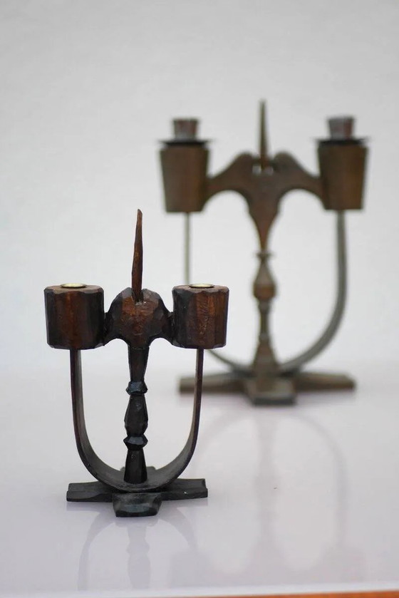 Image 1 of Bougeoirs en bois suédois de Taserud, 1955, lot de 2