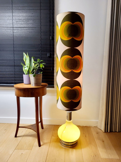 Lampada da terra retrò XL con base in vetro, anni '60