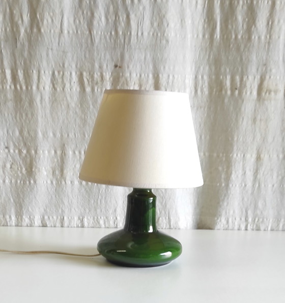 Image 1 of Scandinavian Style Table Lamp in Green Glazed Ceramic - Mid-20th Century