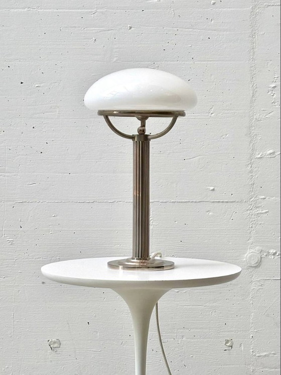 Image 1 of Nickel table lamps with opal shades by Adolf Loos for Villa Steiner