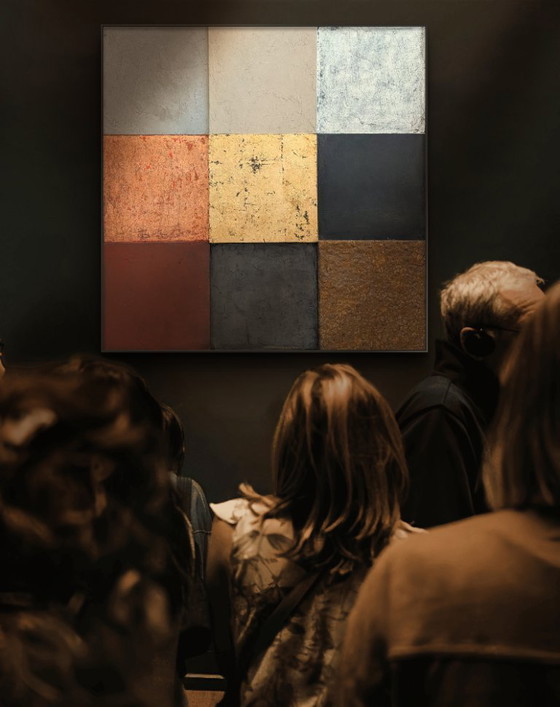 Image 1 of Concrete & Gold Composition 120 x 120 cm