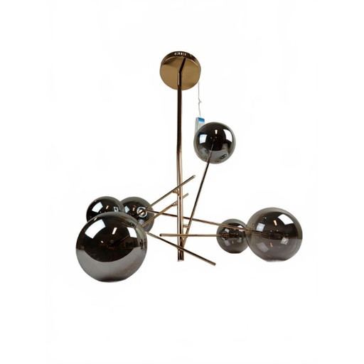 Lucide Design Hanglamp – Goud met Rookglas (6-lichts)