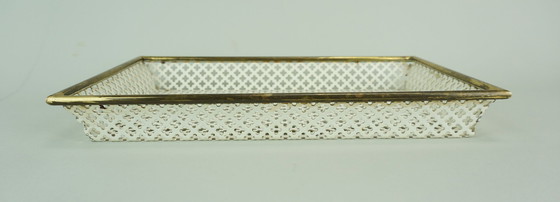 Image 1 of mid century modern TRAY, perforated metal and brass, attr. to mathieu mategot 1950s