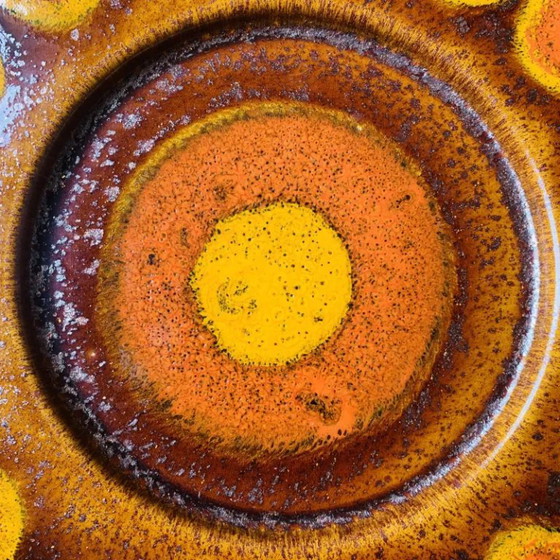 Large vintage enameled ceramic dish, Reiner Gehrig for Grünstadt, Table accessories, Orange (photo 13 of 13)