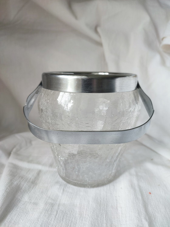 Seau à glace en verre fissuré, glaçons, apéritif, années 1950 – Demeyere Inalterable, Accessoires de table (photo 4 of 9)