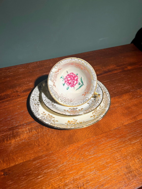 Set da Collezione Vintage Eschenbach, Bordo Dorato Floreale & Garofani, c. 1970, Ottime Condizioni – Stoviglie (photo 2 of 5)