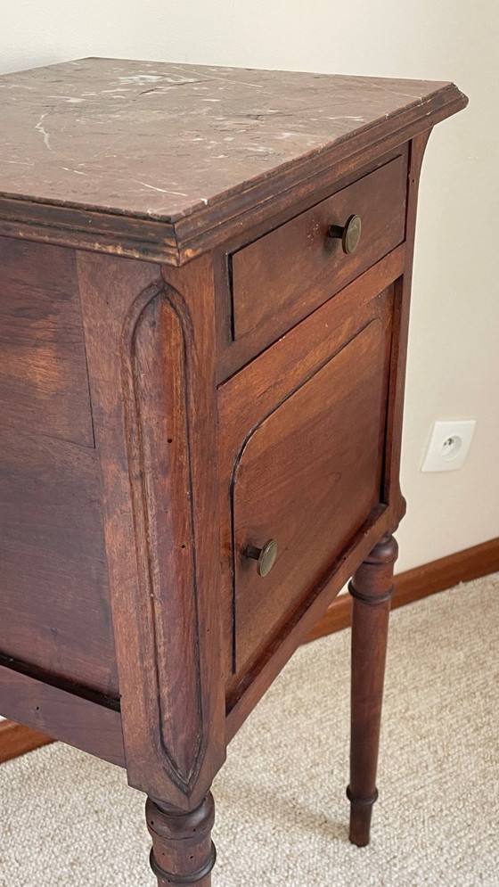 Image 1 of TABLE de Chevet Ancienne MARBRE et Bois