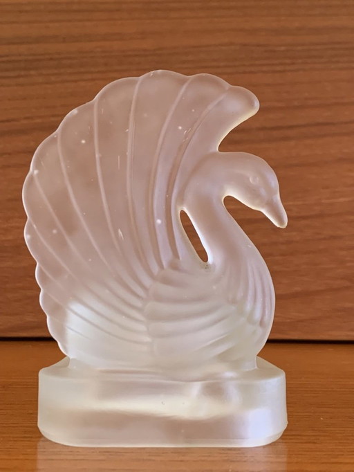 Bougeoirs cygnes en verre dépoli, style Art déco, lot de 2, années 1930