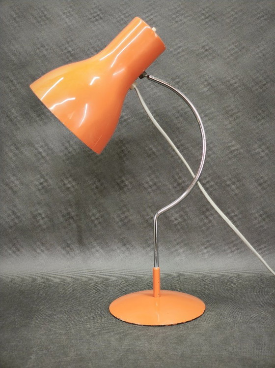 Josef Hůrka Orange Tischlampe für Napako, Tschechoslowakei, 1960er Jahre – Tischlampen, Metal (photo 2 of 12)
