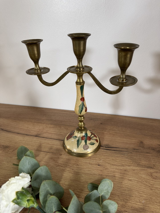 Image 1 of Enamelled brass cherry chandelier