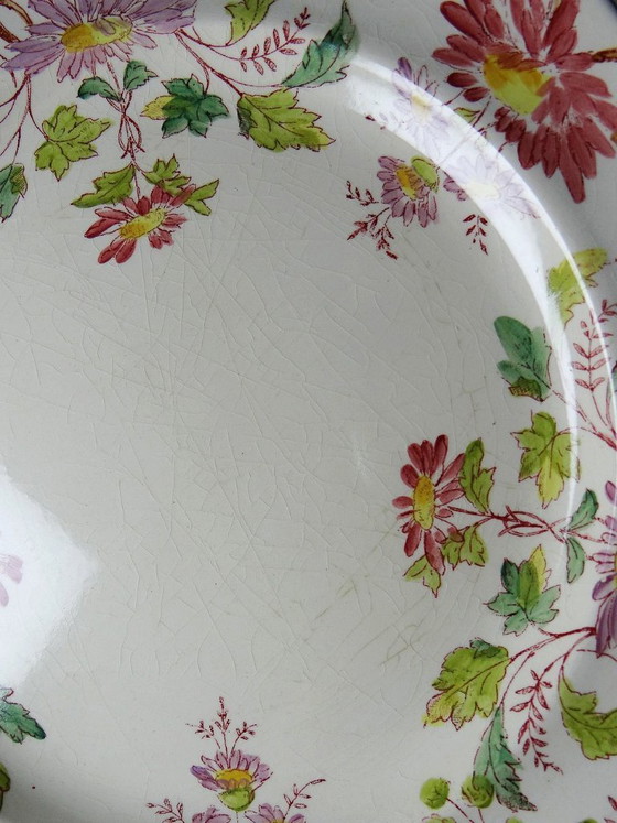 Image 1 of 4 antike Longchamp Daisy Dessertteller aus polychromem Steingut
