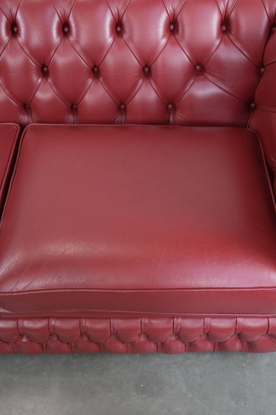 Image 1 of Set consisting of English cowhide Chesterfield 2.5 seater sofa and armchair