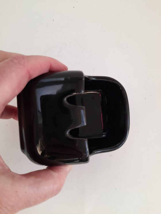 Image 1 of Space Age black ceramic ashtray, Italy