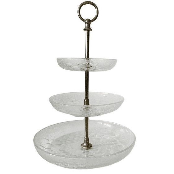 Image 1 of Vintage Italian gold Hollywood Regency glass tiered stand 1970s