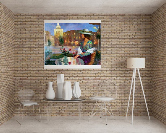 Original Ölgemälde Abstrakter Expressionismus Mädchen Nachtstadt – Gemälde & Zeichnungen, Canvas (photo 3 of 8)
