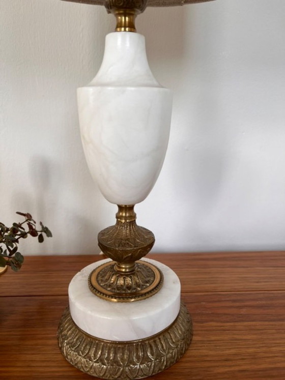 Image 1 of Lampada da tavolo vintage in onice e ottone.