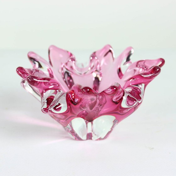 Image 1 of 1960s Pink Art Glass Bowl, Frantisek Zemek Czechoslovakia