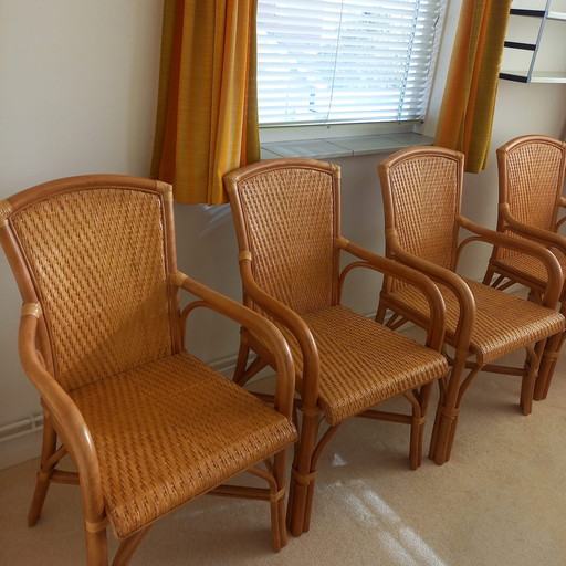 4x Vintage Wicker, Rattan Stühle