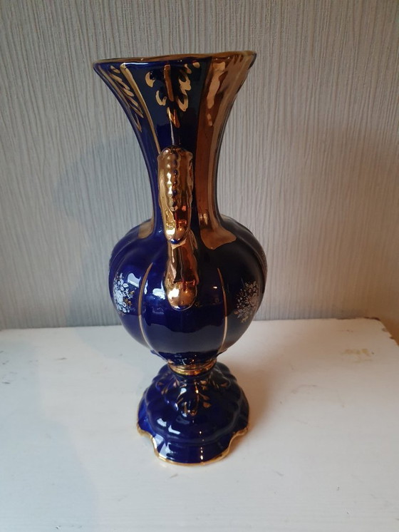 Image 1 of Exclusive Italian ceramic vase - cobalt blue 37 cm