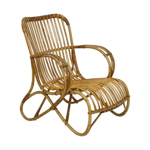 Fauteuil lounge vintage en rotin Rohé Noordwolde