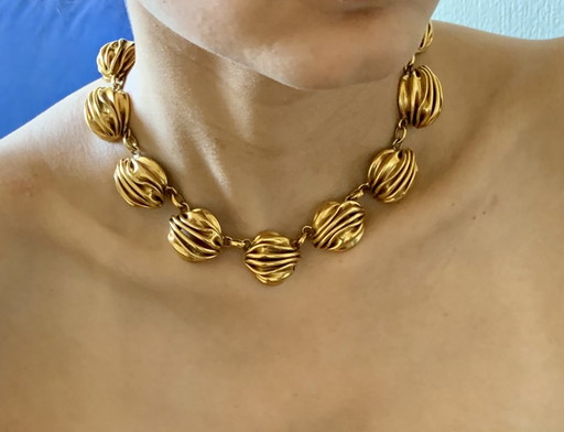 Serge Breton Signed Choker – "Froissée Mécanique" Collection – Exhibited Japan 1992 – cadeaus, Brass