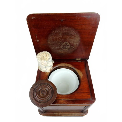 Antieke Victoriaanse Nachtspiegel / Commode / Pot