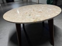 Round Terrazzo/Marble Table – 110 cm – New in packaging – Walnut wooden cross base