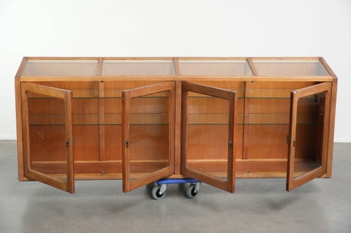 Large and beautiful vintage wooden counter/display cabinet/museum cabinet with a stunning appearance