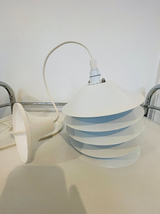 Image 1 of Vintage Danish design lamp - White layered metal - Quality piece