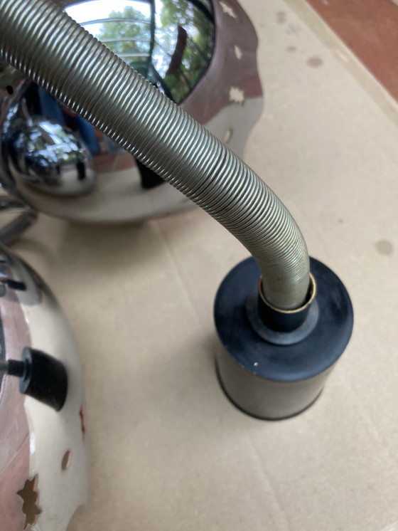 Image 1 of Chrome-plated Metal Hanging Lamp, Italian Work, 70s, Flower Shape, Interior, Orange, Attributed to Goffredo Reggiani